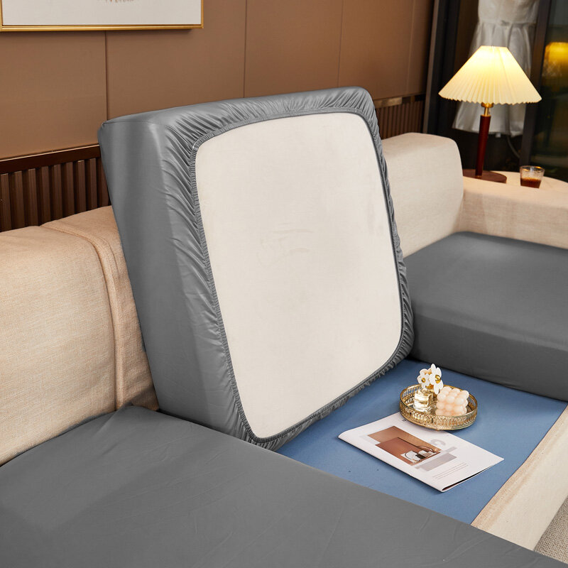 Housse de coussin extensible pour canapé 3 places, en cuir PU, pour salon, étanche, meuble d'angle en forme de L