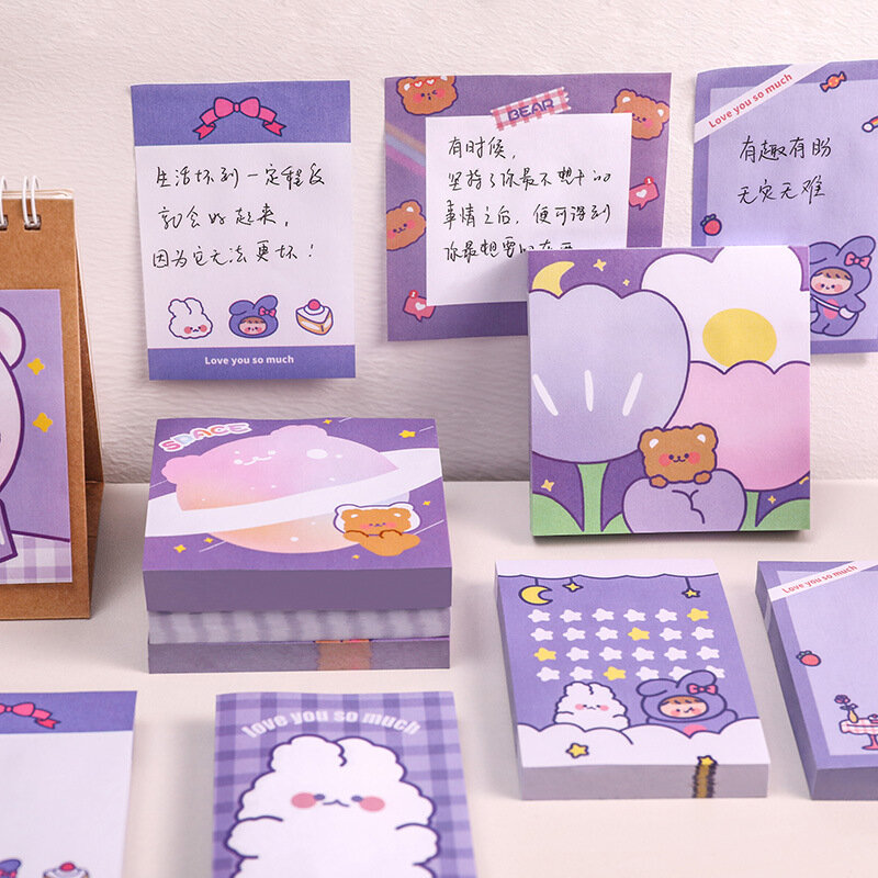 韓国はかわいいウサギの付箋学生メッセージ漫画学習文房具を隠しますオフィスイーナーメモパッド卸売