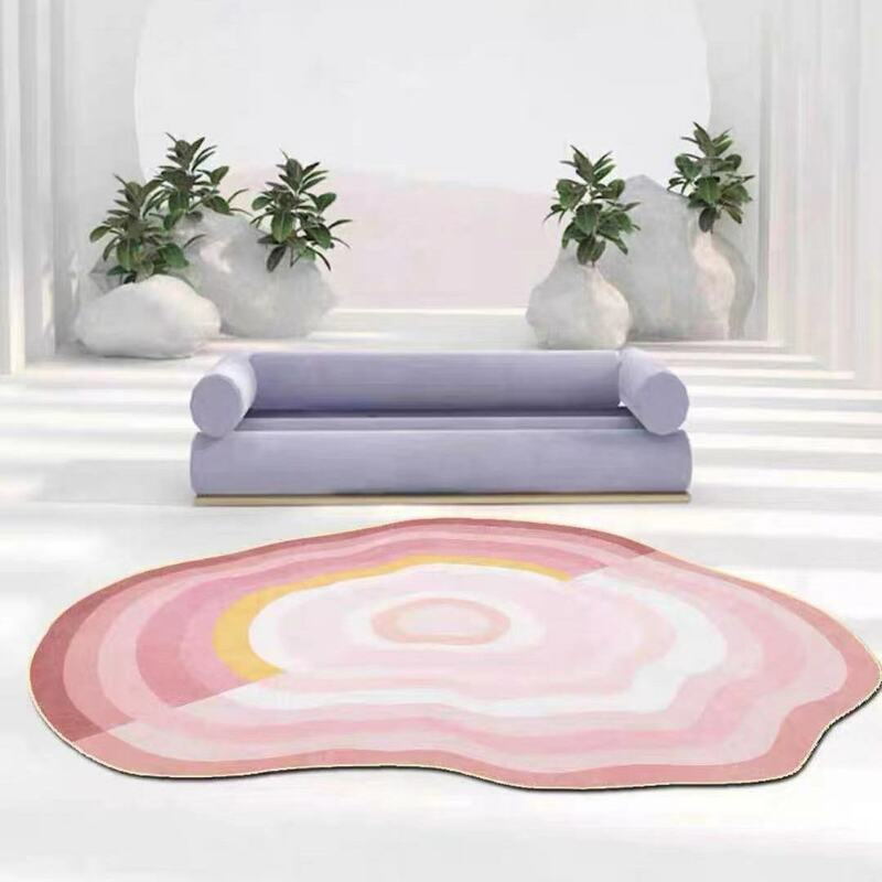 Alfombra de diseño wabi-sabi para sala de estar, tapete ligero de lujo de alta gama minimalista para sala de estar, mesa de centro, alfombra de forma Irregular