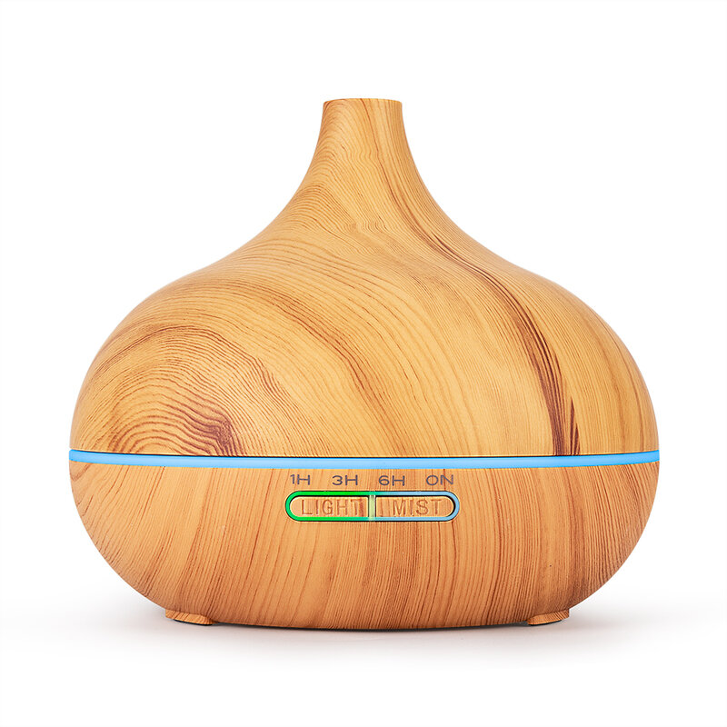 400ml Wood Grain Remote Control Aroma Diffuser Ultrasonic Humidifier Household Environmentally Friendly Colorful Lamp
