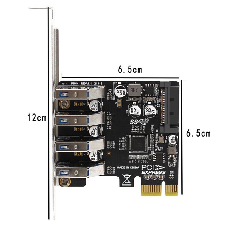 Tarjeta de expansión PCI-E a USB3.0, 4 puertos, chasis 2U/4U, fuente de alimentación Dual, velocidad de 5Gbps, compatible con interfaz PCI-E X1 X4 X8 X16
