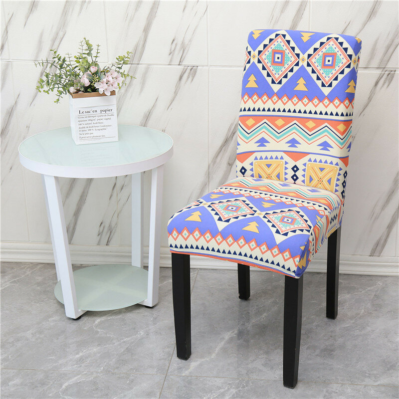New Style Elastic Chair Cover for Dining Room Home Office Spandex Stretch Printed Chair Covers Removable Washable Seat Protector