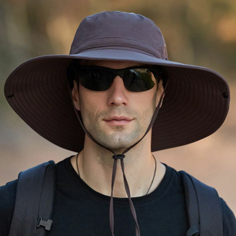 Malha respirável chapéu de sol dos homens aba larga à prova dwaterproof água boonie caminhadas ao ar livre pesca proteção pára-sol balde chapéu