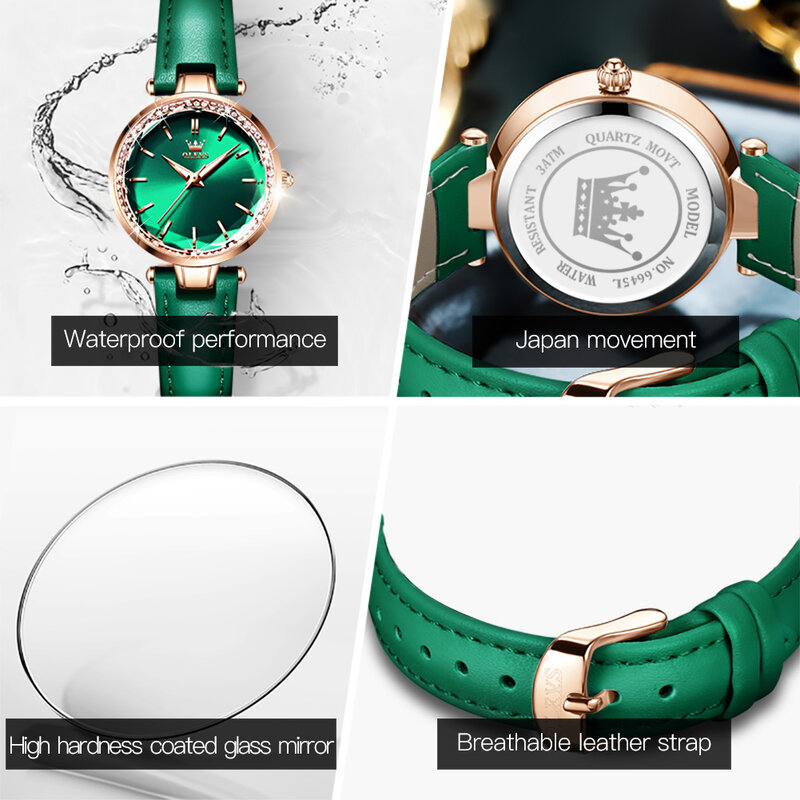 OLEVS عالية الجودة موضة المرأة ساعة اليد مقاوم للماء الكوارتز Corium حزام الساعات للنساء