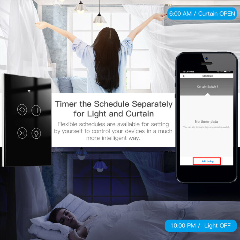 Waterdicht Wi-fi2.4ghz Tuya Smart Wifi Rf Glaspaneel Smart Life App Gordijn Licht Touch Schakelaar Afstandsbediening Stembediening