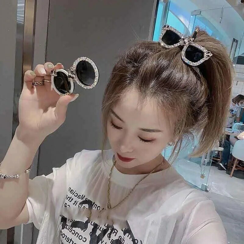 Sonnenbrille Haarband Mode Frauen Haar Krawatten Koreanische Stil Weisespitzeperlenhaarband Mädchen Pferdeschwanz-halter Gummiband Zubehör Haar Bands
