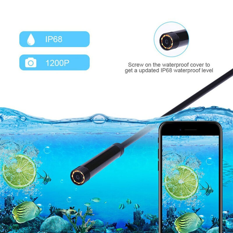 Câmera endoscópica qzt com wifi, à prova d'água, boroscópio com micro usb para inspeção, iphone e celular android