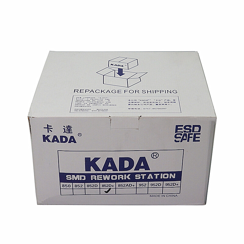 KADA 852D + 히트건 무연 열풍 납땜 스테이션, 300W 220/110V 마이크로 컴퓨터 온도 재작업 스테이션 + 3 노즐