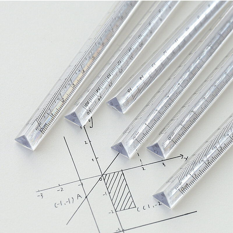 1 Pc Clear Triangular Ruler Straightedge Woodworking Drawing Measuring Ruler Student Math Study Office Supplies Stationery