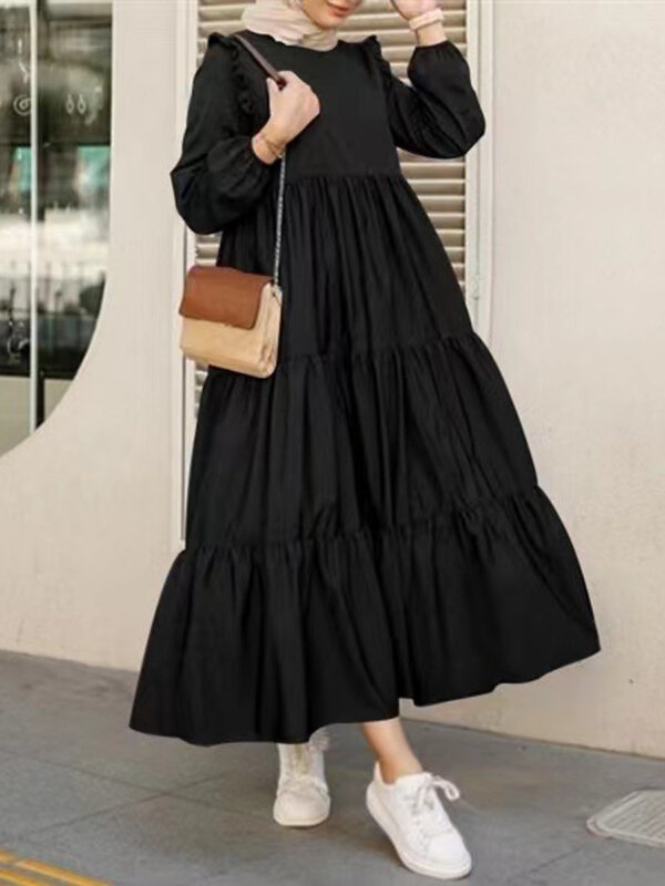 Dresses for Women 2023 Spring Summer Dresses New Chic Casual Loose Crew Neck Vintage  Sleeve Top Long Dresses Clothes for Women