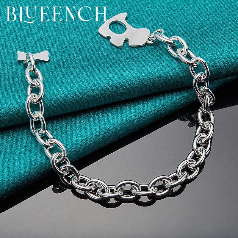 Blueench 925 prata esterlina ot fivela simples pulseira para mulheres noivado casamento moda glamour jóias
