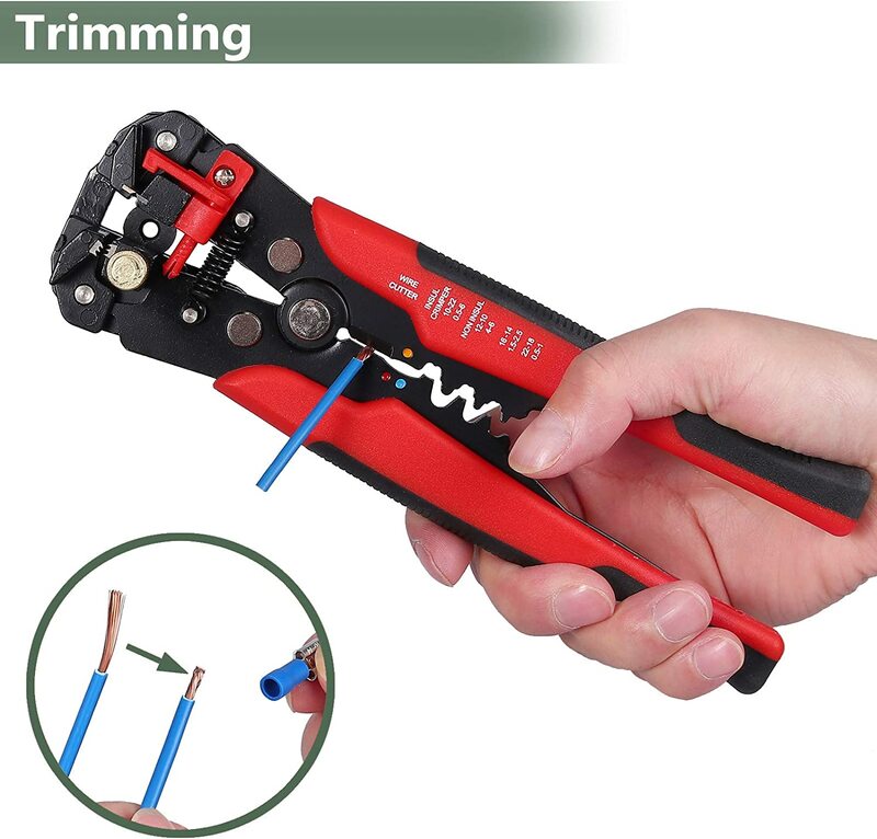 3 in 1 Wire Cutter/Stripper /Crimper, with Insulated Terminal Ring, Self Adjusting Wire Stripper Cutter Tool for 10-24 AWG
