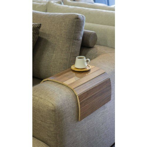 Afavor 실용적인 홈 오피스 벤치 좌석 가장자리 휴대용 커피 테이블 호두 색상