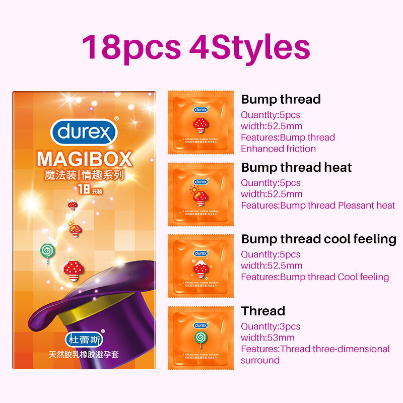 Durex Spike preservativi Ice Fire misto 4 stile particelle grandi filo punteggiato grande manicotto del pene in gomma naturale giocattoli del sesso per gli uomini