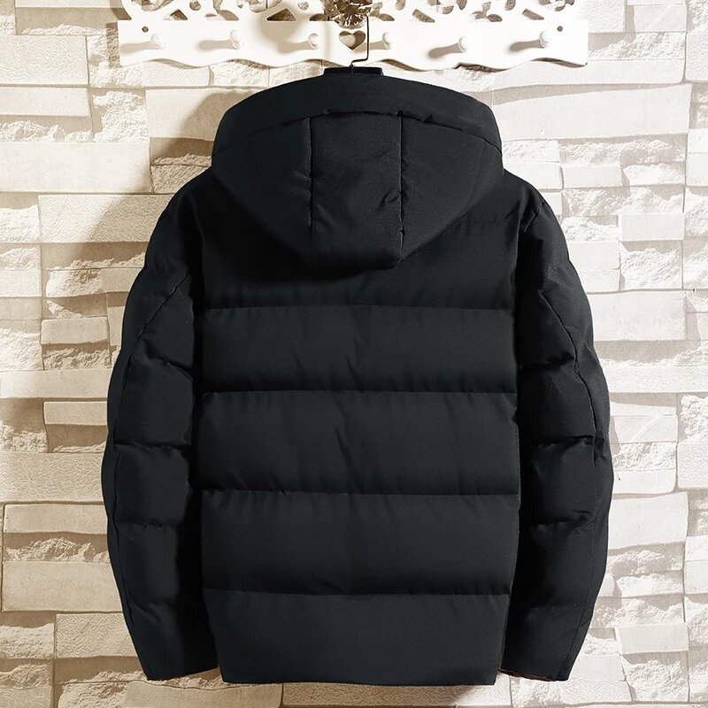 Парка мужская зимняя утепленная, однотонная куртка с воротником-стойкой, модная уличная одежда в стиле Харадзюку, хип-хоп