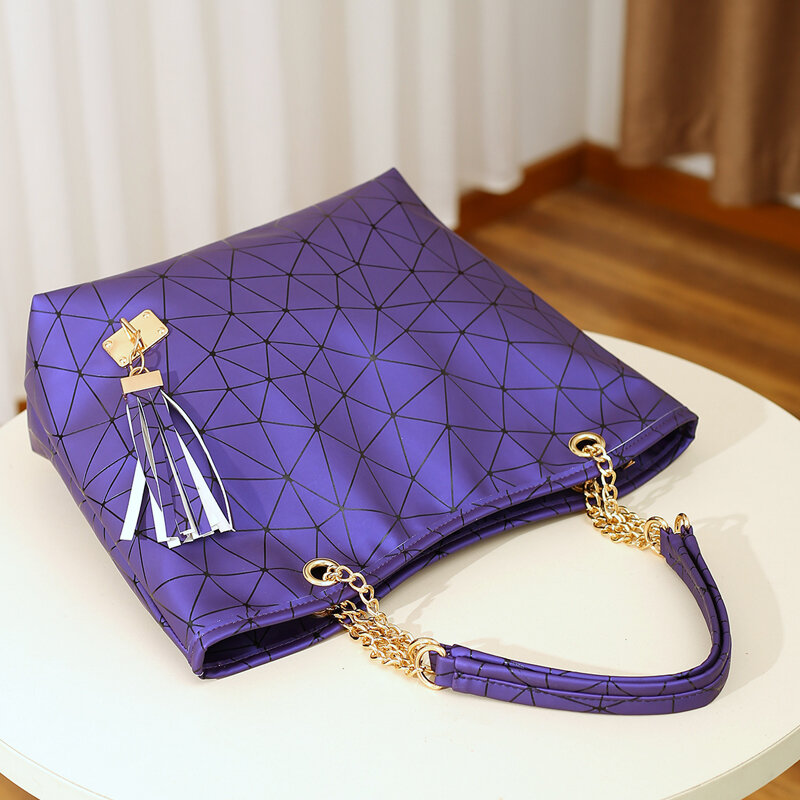 Bolsos de diseñador de lujo para mujer, bolsa de hombro de piel sintética púrpura, de alta calidad, 2022