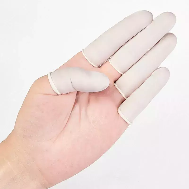 100pcs/bag Disposable Protective Fingertips Disposable Finger Cover Gloves Natural Rubber Non-slip Anti-static Latex Fingertip