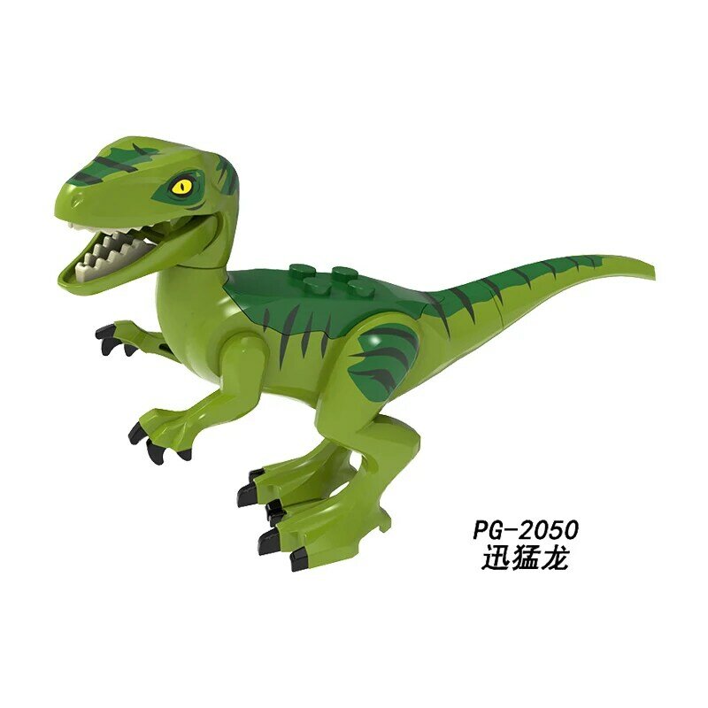 شخصيات على شكل تنين لبنات البناء ديناصور أخضر أزرق رابتور ديلوفوسورس ستايكس للأطفال مجموعة ألعاب PG8239 PG8240