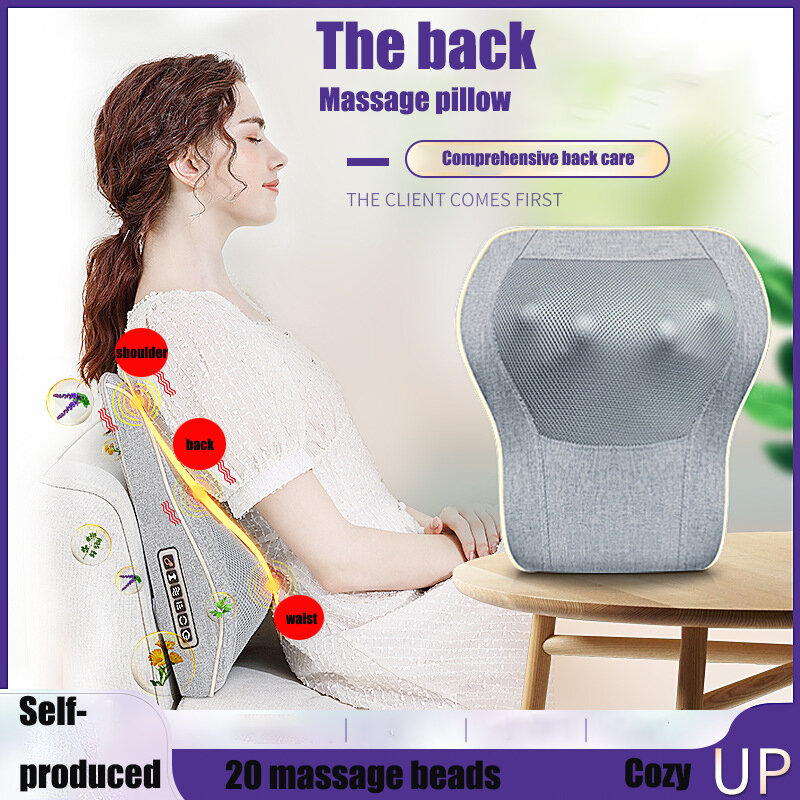 Masajeador de columna Cervical, instrumento de cuerpo entero multifunción, calefacción eléctrica, almohada de masaje con vibración para cintura, hombro y cuello