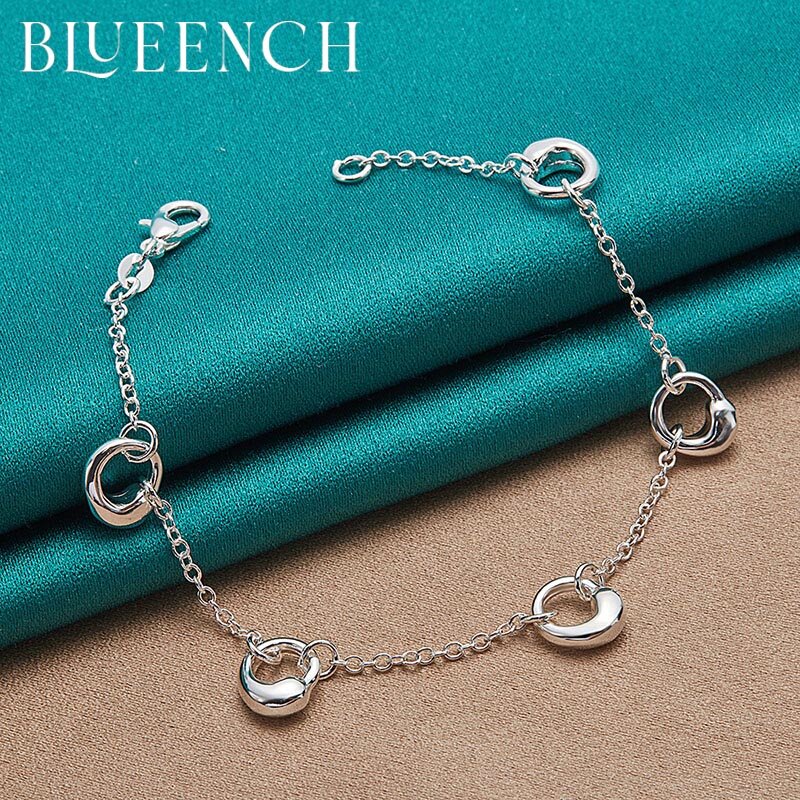 Blueench 925 prata esterlina gota de água gancho pulseira para senhoras festa de casamento moda personalidade jóias