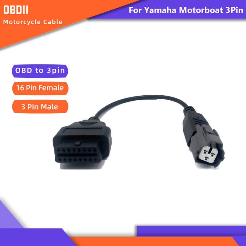 Kabel Adaptor Sepeda Motor OBD2 untuk Yamaha Motorboat 3Pin Ke 16pin Adaptor Betina Konektor Konversi Sepeda Motor