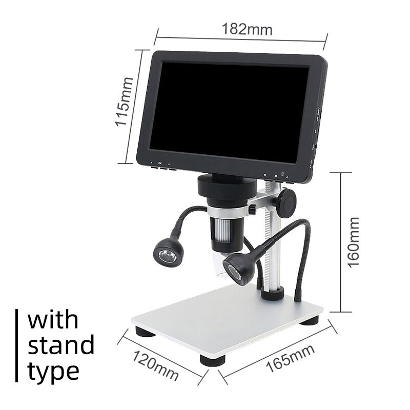 Microscópio digital com display 1200x 12mp 7 polegada hd display microscópio de vídeo led iluminação controle remoto