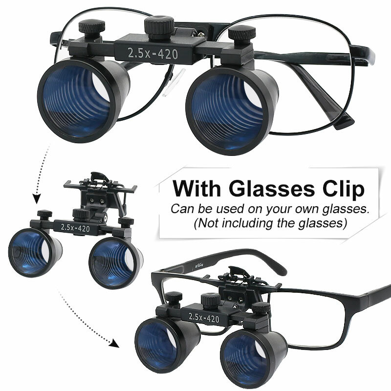 2.5X 3.5X Binocular Dental Loupe Depth View Dental Magnifier with Ultra-lightweight Metal Eyeglasses
