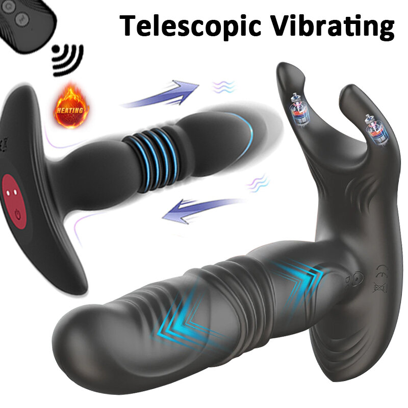 Penyumbat Pantat Bergetar Nirkabel Teleskopik Pemijat Prostat Pria Dildo Anal Stimulator Bokong Mainan Penunda Ejakulasi untuk Pria