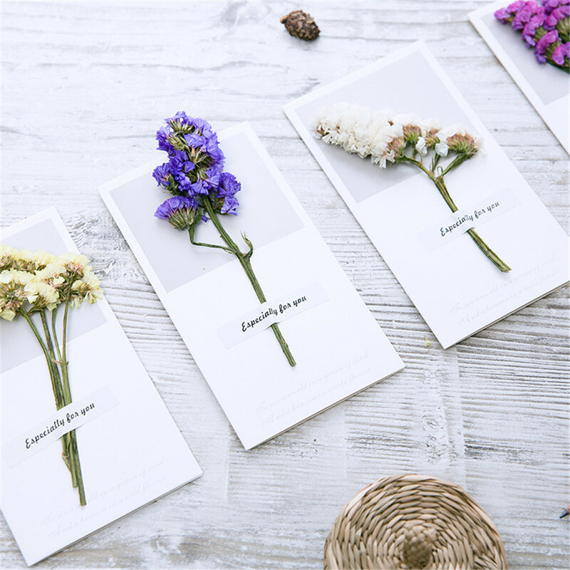 5 Buah/Set Kering Bunga Surat Kertas Kartu Ucapan Amplop Pernikahan Undangan Kartu Buatan Tangan Kartu Pos Kartu Hadiah Terima Kasih Kartu