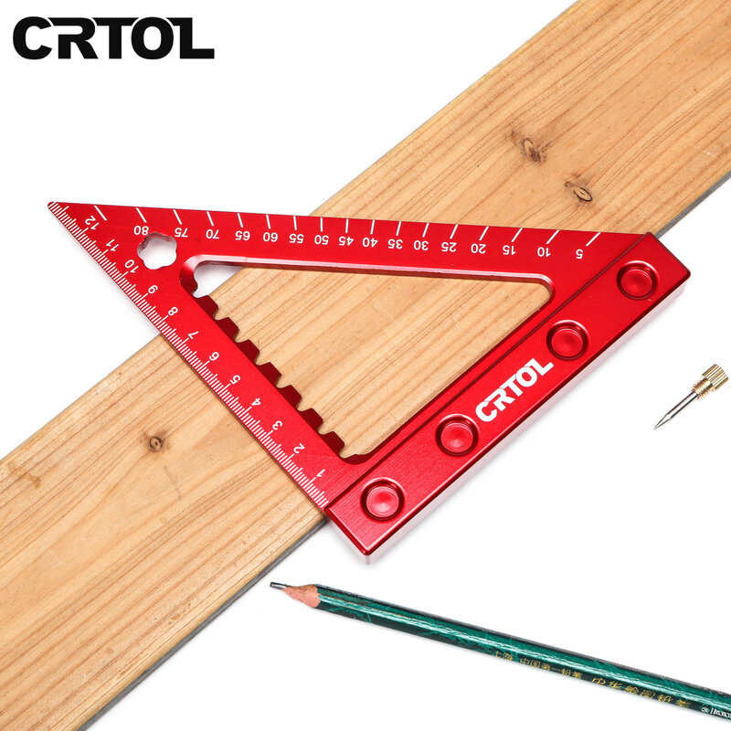 CRTOL 6 pollici 90 gradi angolo metrico righello in lega di alluminio carpami triangolo quadrato righello strumento di lavorazione del legno fai da te