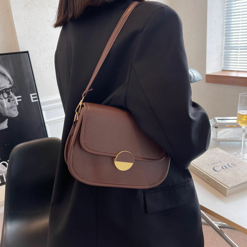 Корейские женские сумки бежевого/черного/кофейного цвета, Наплечные Сумки из искусственной кожи, модная брендовая дизайнерская сумка чере...