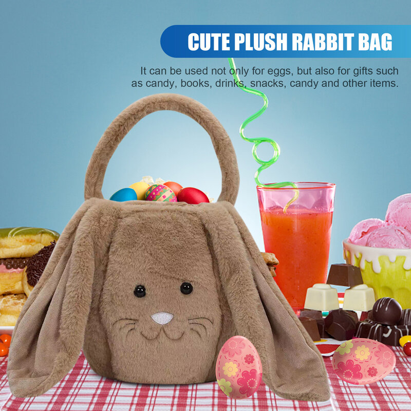 อีสเตอร์ไข่ตะกร้าส่วนบุคคล Plush Bunny Easter ถังยาว Plush หู Easter Party อุปกรณ์ตกแต่ง