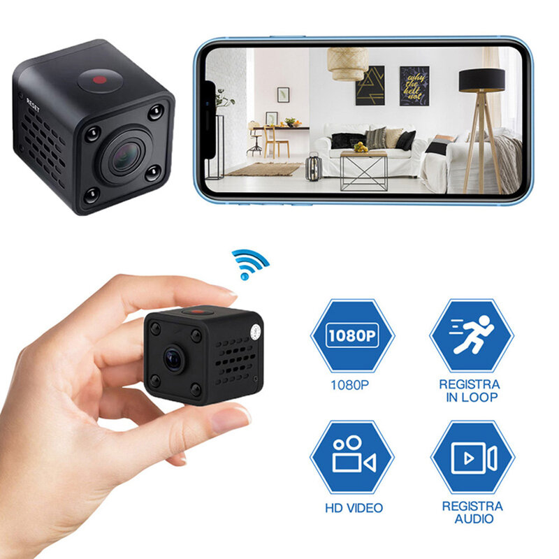 Caméra vidéo grand angle HDQ9, vision nocturne, caméscope WiFi, capteur HD 1080P, surveillance vidéo, caméra de visualisation à distance, résistant à 120 °
