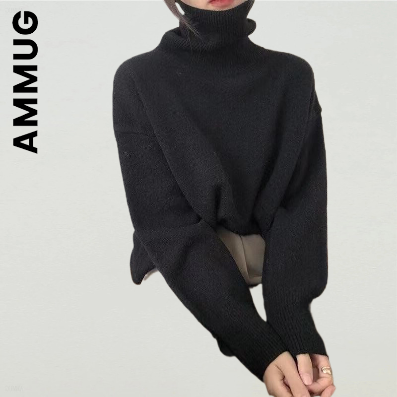 Ammug-suéter de punto para mujer, suéter elegante y ajustado, Sexy, cálido, Vintage, 2022