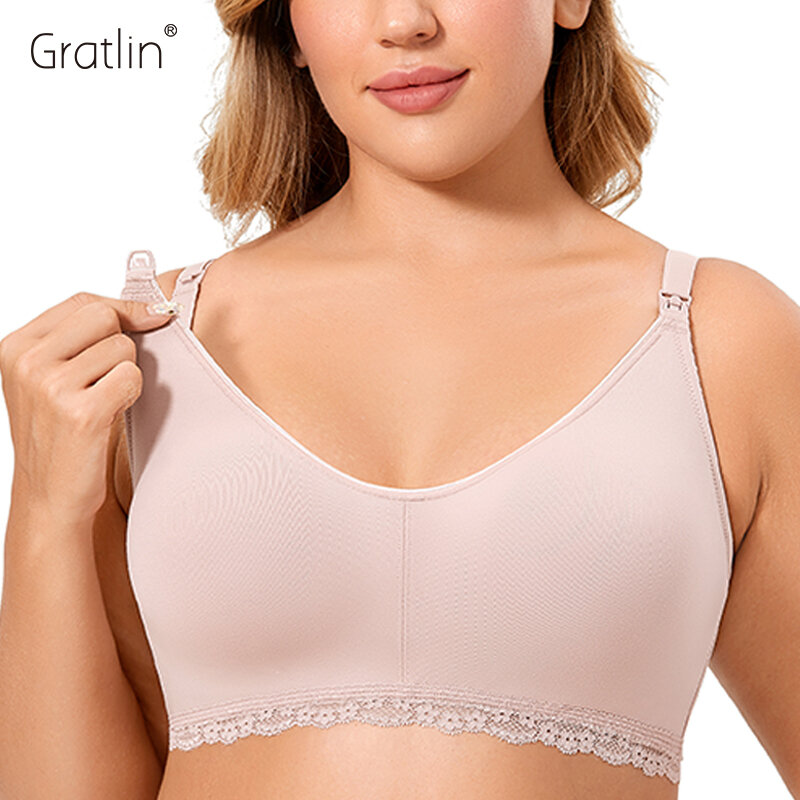 Gratlin-حمالة صدر للرضاعة للنساء ، مقاس كبير ، بدون سلك داخلي ، قطن ، للرضاعة الطبيعية