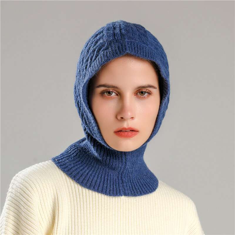 Mode Frauen Gestrickte Hüte Winter Warme Kaschmir Schal Design Balaclava Beanie BonnetCap Neck Kragen Kopf Abdeckung Neckercheif 2022