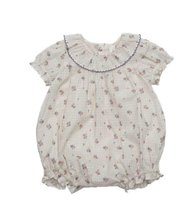 Baby Cotton Romper Ins Palace Style Embroidery Floral Comfortable Bodysuits Pastoral Style Baby Onesie 70-100 Wz1163