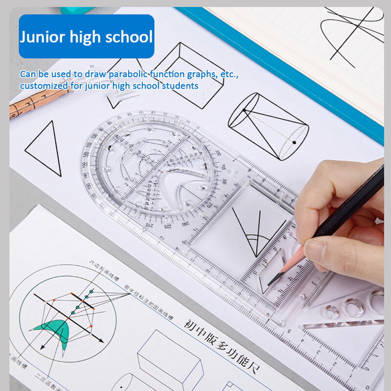 Reglas de dibujo geométricas para estudiantes, plantilla de dibujo rápido, reglas de retales de costura, Regla de medición de estudio de oficina escolar, 2 piezas