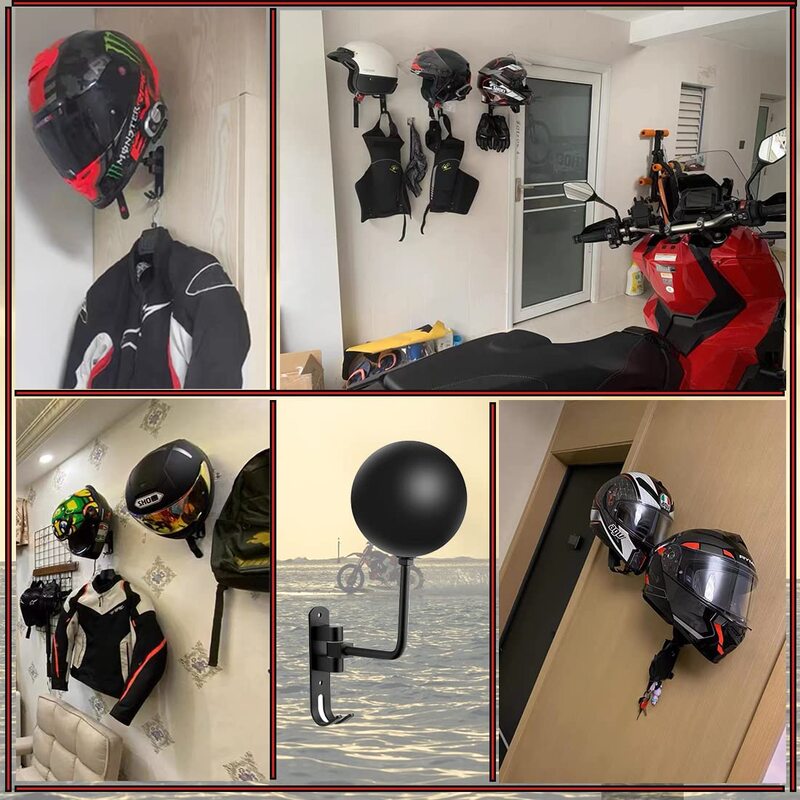 Motocicleta Capacete Wall Mount Rack, Capacete Display Holder, Chaves de 180 graus, Jacket Hanger, Acessórios para sala