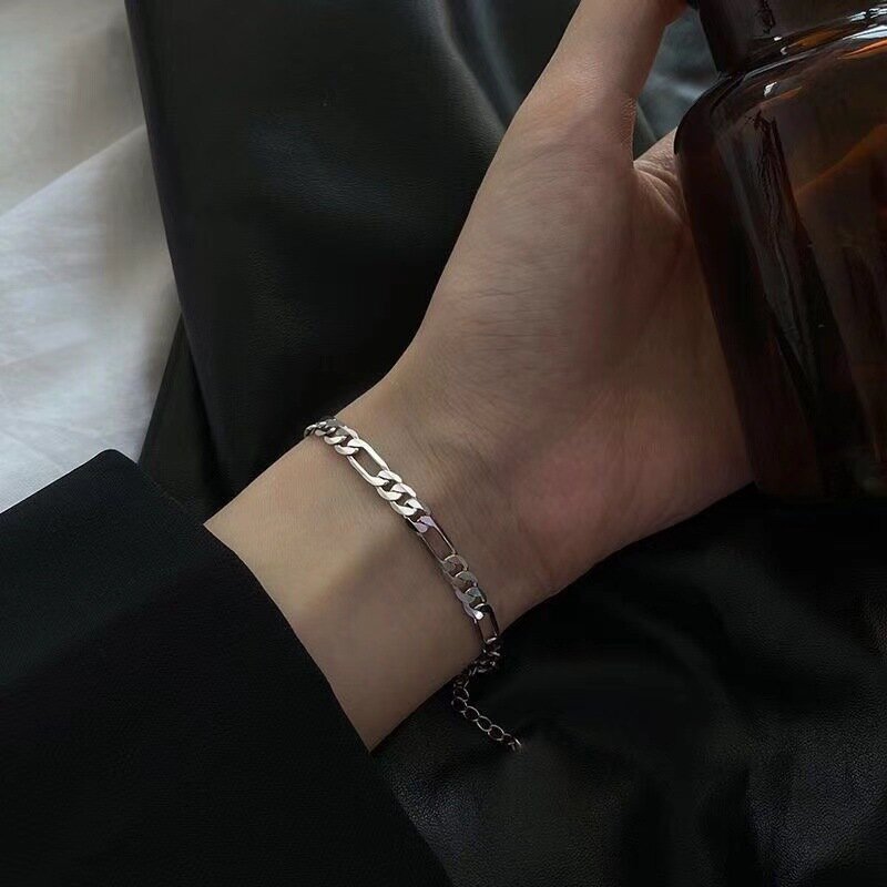 Bracelet rétro à motif de vent glacial pour femme, 1 pièce, couleur or blanc, Simple, mode Couple, chaîne, 2022