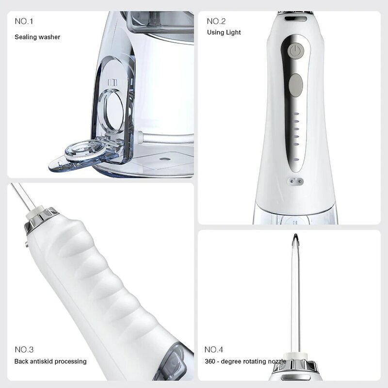 HF-9 Irrigador Oral 5 Modos USB Recarregável 240ML Água Tanque Portátil Dental Flosser Limpeza Oral