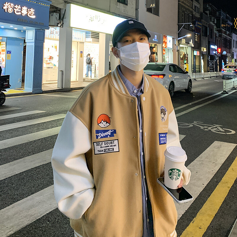 Chaqueta Bomber de béisbol de estilo universitario para hombre y mujer, abrigos deportivos de estilo Hip Hop, Harajuku, con letras de retales, ropa de calle, Unisex