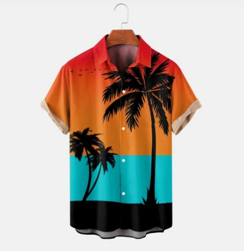 Гавайская рубашка 2022, мужские летние 3d фоторубашки для мужчин, пляжные Топы с коротким рукавом, футболка, Мужская блузка оверсайз