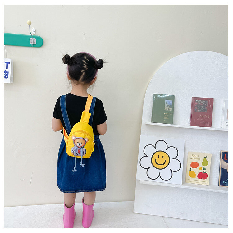 Симпатичная детская нейлоновая нагрудная сумка с мультяшным медведем, Детская сумка через плечо для маленьких девочек, дорожные сумки-мессенджеры, сумочки