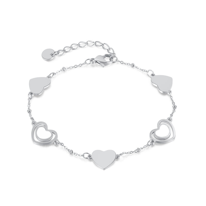 Luz luxo nicho design simples fácil de combinar coração pêssego amor fritillary pulseiras de aço inoxidável na mão jóias presentes
