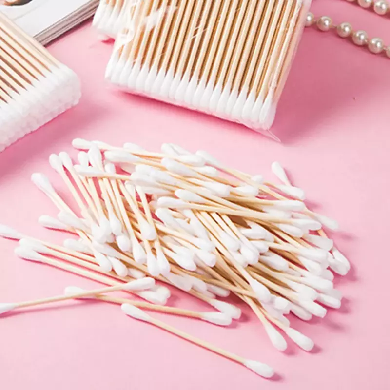 300Pcs Nails Wood Cotton Swab Clean Sticks Buds Tip Wooden Cotton Head Manicure Detail Corrector Nail Polish Remover Art Tools