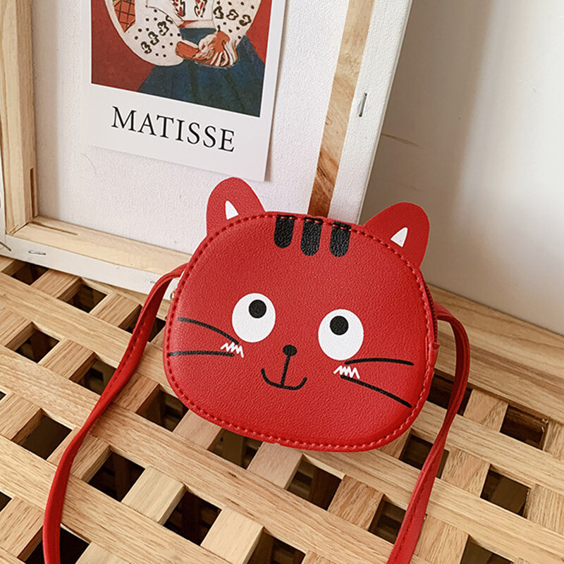 子供のためのPUレザーハンドバッグ,かわいい猫のトートバッグ,小さな財布,ショルダーバッグ,1個