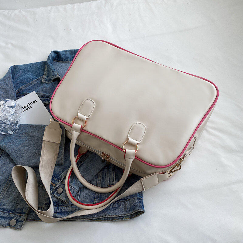 YILIAN krótki dystans podróżna torba biznesowa damska duża pojemność niszowa torebka lekka torba podróżna bagaż pokładowy PU torba damska
