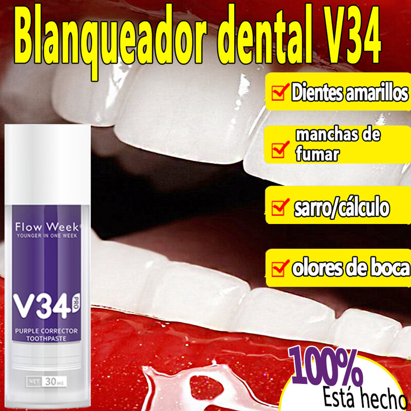 Dentifrice anti-sensible pour la réparation des dents, gel blanchissant, élimine la fumée, haleine fraîche, blanc brillant, plaque SAF, V34