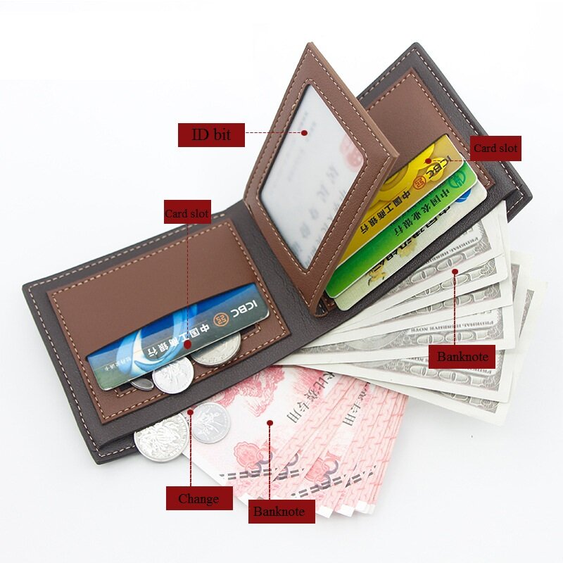 Portfel męski krótki Patchwork kopertówka torebka duża pojemność PU skórzane portfele kobieta portmonetka PU skórzana kieszeń na monety